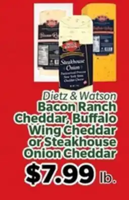 Living Fresh Market Dietz & Watson Bacon Ranch Cheddar, Buffalo Wing Cheddar or Steakhouse Onion Cheddar offer