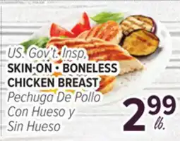 Cermak Fresh Market US. Gov't. Insp, SKIN-ON • BONELESS CHICKEN BREAST offer