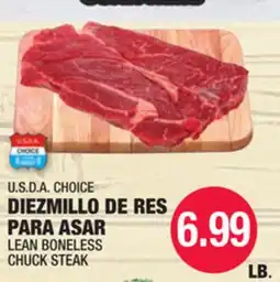 Carnicerias Jimenez U.S.D.A. CHOICE LEAN BONELESS CHUCK STEAK offer