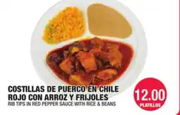 Carnicerias Jimenez COSTILLAS DE PUERCO EN CHILE ROJO CON ARROZ Y FRIJOLES offer