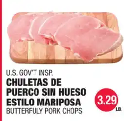Carnicerias Jimenez U.S. GOV'T INSPI CHULETAS DE PUERCO SIN HUESO ESTILO MARIPOSA offer