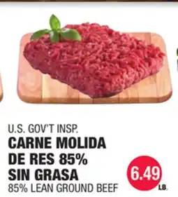 Carnicerias Jimenez U.S. GOV'T INSP. CARNE MOLIDA DE RES 85% SIN GRASA offer