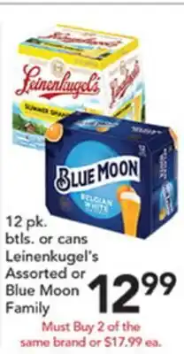 Pete's Fresh Market Leinenkugel's Assorted or Blue Moon Family offer