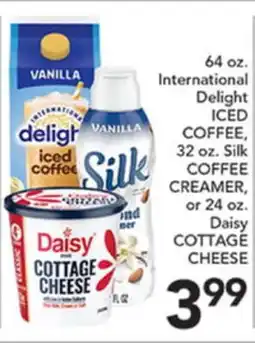 Pete's Fresh Market 64 oz. International Delight ICED COFFEE, 32 oz. Silk COFFEE CREAMER, or 24 oz. Daisy COTTAGE CHEESE offer