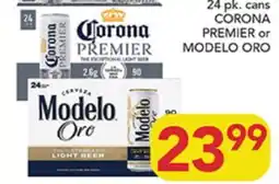 Pete's Fresh Market 24 pk. cans CORONA PREMIER or MODELO ORO offer
