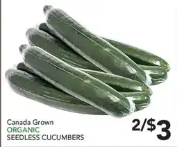 Pete's Fresh Market Canada Grown ORGANIC SEEDLESS CUCUMBERS offer