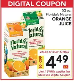 Pete's Fresh Market Florida's Natural ORANGE JUICE offer