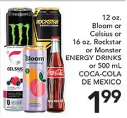 Pete's Fresh Market 12 oz. Bloom or Celsius or 16 oz. Rockstar or Monster ENERGY DRINKS or 500 mL COCA-COLA DE MEXICO offer