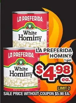 Torres Supermercado LA PREFERIDA HOMINY offer