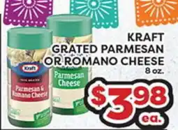 Torres Supermercado KRAFT GRATED PARMESAN OR ROMANO CHEESE offer