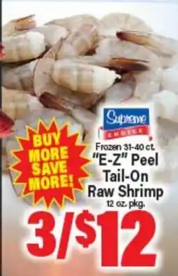 Angelo Caputo's Fresh Market Supreme CHOICE Frozen 31-40 ct. E-Z Peel Tail-On Raw Shrimp offer