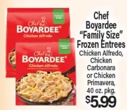 Angelo Caputo's Fresh Market Chef Boyardee Family Size Frozen Entrees offer