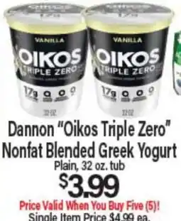 Angelo Caputo's Fresh Market Dannon Oikos Triple Zero Nonfat Blended Greek Yogurt offer