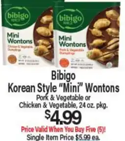 Angelo Caputo's Fresh Market Bibigo Korean Style Mini Wontons offer