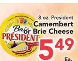 Eurofresh Market 8 oz. President Camembert or Brie Cheese offer