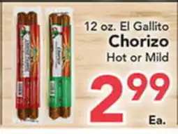 Eurofresh Market 12 oz. El Gallito Chorizo Hot or Mild offer