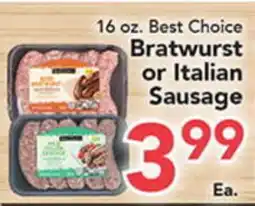 Eurofresh Market 16 oz. Best Choice Bratwurst or Italian Sausage offer