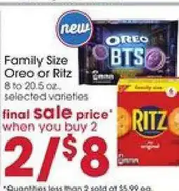 Giant Eagle Family Size Oreo or Ritz offer