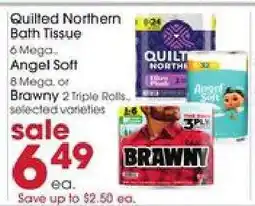 Giant Eagle Quilted Northern Bath Tissue, Angel Soft, or Brawny offer