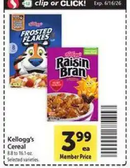 Safeway Kellogg's Cereal offer