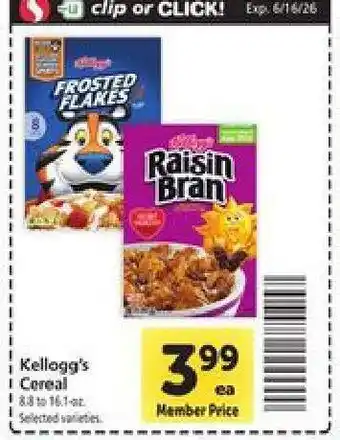 Safeway Kellogg's Cereal offer