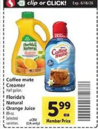 Safeway Coffee mate Creamer offer
