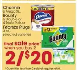 Giant Eagle Charmin, Bounty, or Febreze Plugs offer