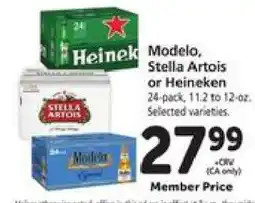 Safeway Modelo, Stella Artois or Heineken offer