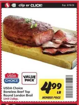 Safeway USDA Choice Boneless Beef Top Round London Broil offer