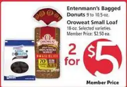 Safeway Entenmann’s Bagged Donuts or Oroweat Small Loaf offer