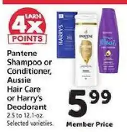 Safeway Pantene Shampoo or Conditioner, Aussie Hair Care or Harry's Deodorant offer