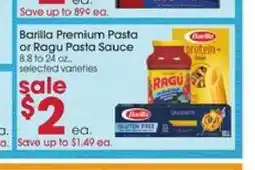 Giant Eagle Barilla Premium Pasta or Ragu Pasta Sauce offer