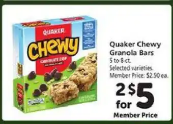 Safeway Quaker Chewy Granola Bars offer