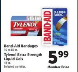Safeway Band-Aid Bandages / Tylenol Extra Strength Liquid Gels offer