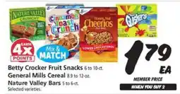 Safeway Betty Crocker Fruit Snacks, General Mills Cereal, Nature Valley Bars offer