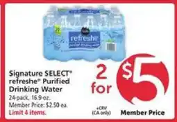 Safeway Signature Select Refreshe Purified Drinking Water offer