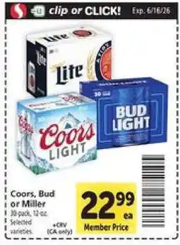Safeway Coors, Bud or Miller offer