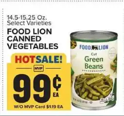 Food Lion FOOD LION CANNED VEGETABLES offer