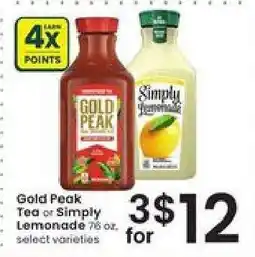 Albertsons Gold Peak Tea or Simply Lemonade offer