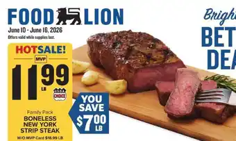 Food Lion Boneless New York Strip Steak offer