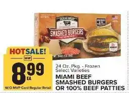 Food Lion Miami Beef Smashed Burgers or 100% Beef Patties offer