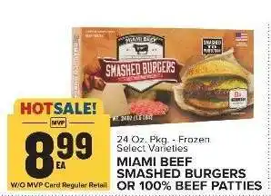 Food Lion Miami Beef Smashed Burgers or 100% Beef Patties offer