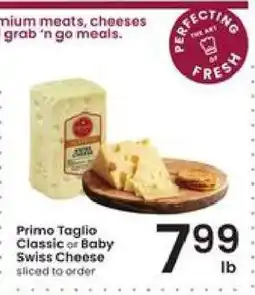Albertsons Primo Taglio Classic or Baby Swiss Cheese offer
