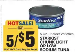 Food Lion StarKist Chunk Light or Low Sodium Tuna offer