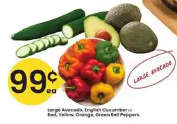 Albertsons Large Avocado, English Cucumber or Red, Yellow, Orange, Green Bell Peppers offer