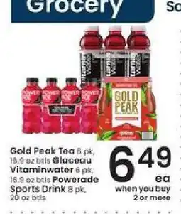 Albertsons Gold Peak Tea, Glaceau Vitaminwater, Powerade Sports Drink offer