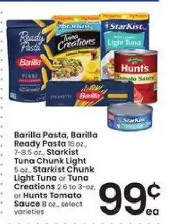 Albertsons Barilla Pasta, Barilla Ready Pasta, Starkist Tuna, Hunts Tomato Sauce offer