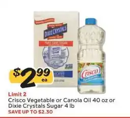 Winn Dixie Crisco Vegetable or Canola Oil 40 oz or Dixie Crystals Sugar 4 lb offer