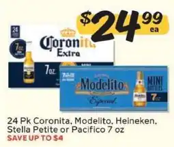 Winn Dixie 24 Pk Coronita, Modelito, Heineken, Stella Petite or Pacifico 7 oz offer