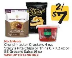 Winn Dixie Crunchmaster Crackers, Stacy's Pita Chips or Thins, SE Grocers Salsa offer